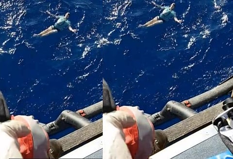 கடலில் விழுந்த வாலிபர் ஜீன்ஸ் பேண்டை பயன்படுத்தி உயிர் தப்பினார்