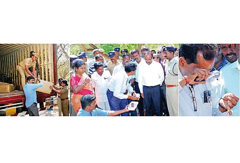 மேலூர் அருகே கன்டெய்னர் லாரியில் கொண்டு சென்ற கவரிங் நகைகள் பறிமுதல்