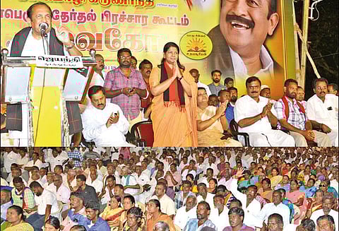 தூத்துக்குடியில் பிரசார பொதுக்கூட்டம் “துன்பப்படும் மக்களின் துயர் துடைக்க கனிமொழியை வெற்றிபெற செய்யுங்கள்” - வைகோ பேச்சு