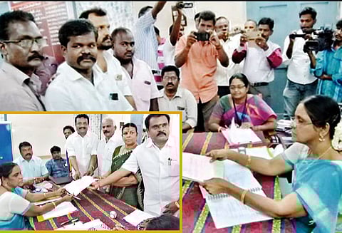 நிலக்கோட்டை சட்டமன்ற தொகுதி இடைத்தேர்தல், அ.தி.மு.க., நாம் தமிழர் கட்சி வேட்பாளர்கள் மனுதாக்கல்