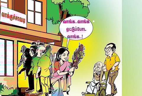 டெல்லியில் ஓட்டுப்போட வரும் 100 வயதை கடந்த வாக்காளர்களை வரவேற்க சிறப்பு ஏற்பாடுகள்