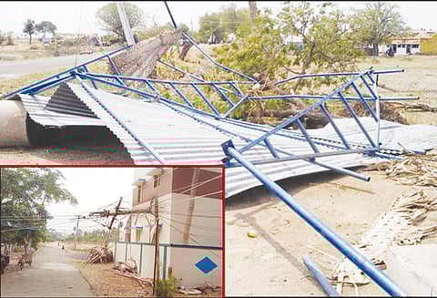 துறையூர், மண்ணச்சநல்லூர், சோமரசம்பேட்டை பகுதிகளில் சூறாவளி காற்றுடன் பலத்த மழை மேற்கூரை சரிந்து விழுந்ததில் பெண் பலி