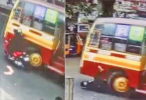 கோவையில் பஸ் சக்கரத்துக்குள் சிக்கி பிளஸ்-2 மாணவர் பலி: பதை, பதைக்கச்செய்யும் வீடியோ காட்சி வைரலாக பரவுகிறது