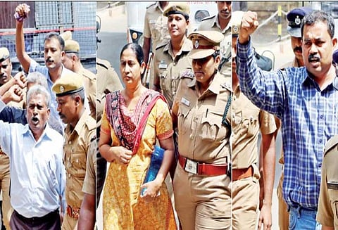 கோவை கோர்ட்டில் மத்திய, மாநில அரசுகளுக்கு எதிராக மாவோயிஸ்டுகள் கோஷமிட்டதால் பரபரப்பு