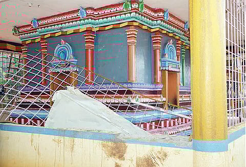 கூடலூர் அருகே கோவில் முன் குட்டியுடன் நின்ற யானை; பூசாரி அலறியடித்து ஓட்டம்