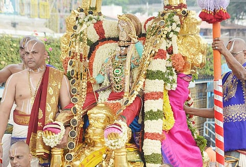 பிரம்மோற்சவ விழா 6-வது நாள்: அனுமந்த வாகனத்தில் மலையப்பசாமி வீதிஉலா