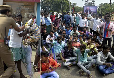 கடலூரில் எச்.ராஜா உருவபொம்மையை எரிக்க முயற்சி; சாலை மறியல் 100 பேர் கைது