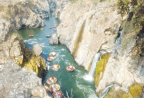 காணும் பொங்கல் விழாவையொட்டி ஒகேனக்கல்லில் சுற்றுலா பயணிகள் கூட்டம் அலைமோதியது