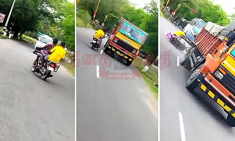 குடிபோதையில் பைக்கில் வந்த 2 பேர் டெம்போ வேன் மீது மோதியதில் படுகாயம்