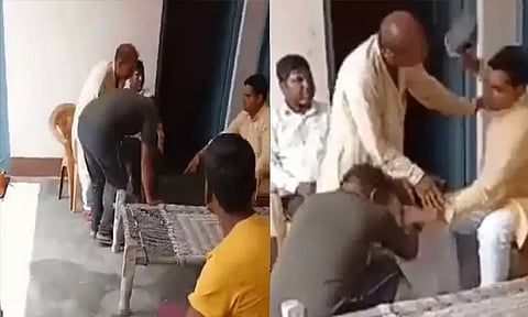 உ.பி.யில் தலித் வாலிபர் மீது காலணிகளால் அடித்து தாக்குதல்; வைரலான வீடியோ