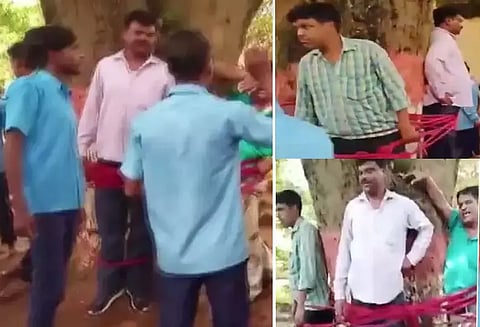 குறைந்த மார்க் போட்டதால் ஆசிரியர்களை கட்டிவைத்து அடித்த மாணவர்கள்