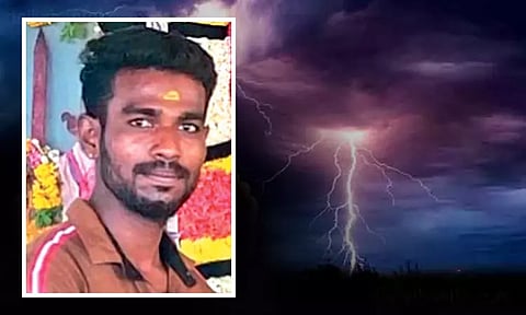 வாலாஜாபாத் அருகே மின்னல் தாக்கி வாலிபர் சாவு