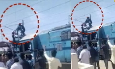 இம்மானுவேல் சேகரன் நினைவு தினம்: ரெயில் எஞ்சின் மீது ஏறியவர் மின்சாரம் தாக்கி படுகாயம்...!