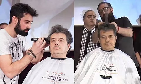 47 வினாடிகளில் விரைவாக முடி வெட்டி உலக சாதனை படைத்த கிரேக்கர்