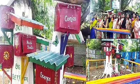 மரத்தில் தொங்கும் மரப்பெட்டி நூலகம்