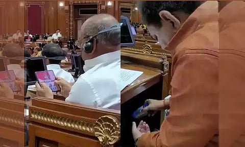 சட்டசபையில் பா.ஜனதா எம்.எல்.ஏக்கள் செய்த செயல்...! இணையத்தில் வைரலாகும் வீடியோ