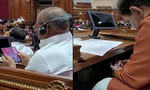 உத்தர பிரதேசத்தில் சட்டசபையில் ஆன்லைன் ரம்மி, புகையிலை... பா.ஜ.க. எம்.எல்.ஏக்களின் செயலுக்கு சமாஜ்வாடி கண்டனம்