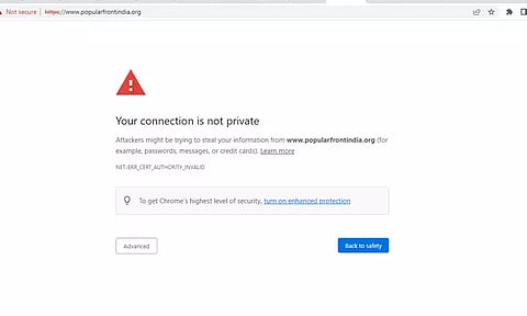 பிஎப்ஐ அமைப்பின் இணையதள பக்கம் முடக்கம்