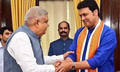 மாநிலங்களவை எம்.பி.யாக பிப்லவ் குமார் பதவியேற்பு