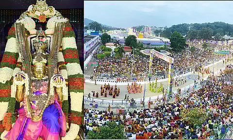 திருப்பதி: தங்க கருட வாகனத்தில் மலையப்பசாமி வீதிஉலா - லட்சக்கணக்கான பக்தர்கள் தரிசனம்