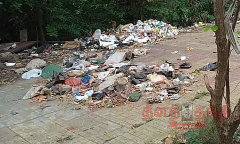 குப்பை கூளமாக காட்சி அளிக்கும் கிரிவலப்பாதை