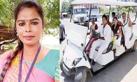 பேட்டரி கார் ஓட்டும் திருநங்கை சுப பிரியா