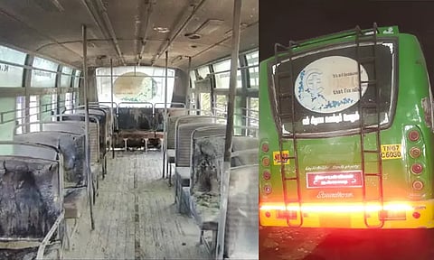 திசையன்விளை அருகே தனியார் மினி பஸ் மீது பெட்ரோல் குண்டுவீச்சு.. காரணம் என்ன?