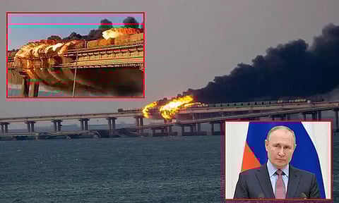 கிரீமியா பாலத்தில் குண்டுவெடிப்பு; பாதுகாப்பை பலப்படுத்த ரஷிய அதிபர் புதின் உத்தரவு
