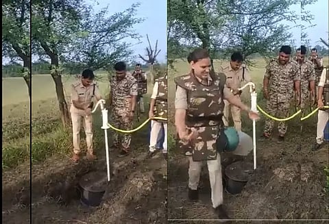 கை அடி பம்பில் இருந்து கொட்டிய மதுபானம்; போலீசார் அதிர்ச்சி