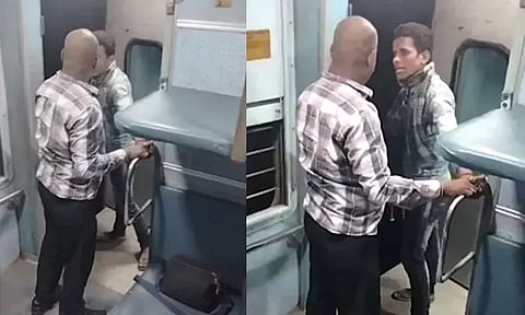 எக்ஸ்பிரஸ் ரெயிலில் இருந்து தள்ளி விடப்பட்ட இளைஞர்... அதிர்ச்சி வீடியோ வெளியீடு