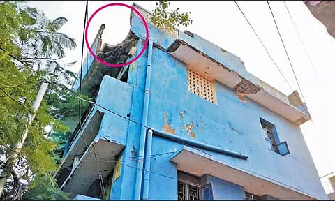 திருவொற்றியூரில் அடுக்குமாடி வீட்டின் சுவர் இடிந்து விழுந்து பெண் காயம்