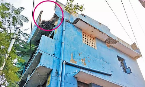 திருவொற்றியூரில் அடுக்குமாடி வீட்டின் சுவர் இடிந்து விழுந்து பெண் காயம்