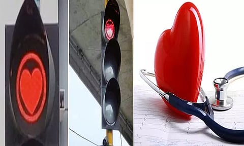 இதய ஆரோக்கியத்தை பேணுவது பற்றிய விழிப்புணர்வு: இதய வடிவில் ஒளிரும் 'சிக்னல்'