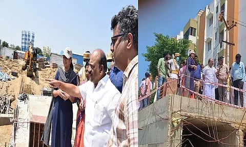 வெள்ளத்தடுப்பு பணிகளை அமைச்சர், கலெக்டர் பார்வையிட்டு ஆய்வு