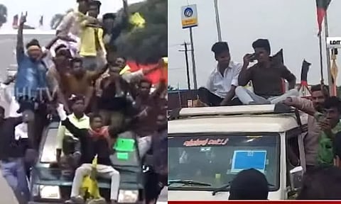 தேவர் குருபூஜைக்கு சென்ற இளைஞர்கள் ஆபத்தான முறையில் பயணம் - மானாமதுரையில் பரபரப்பு