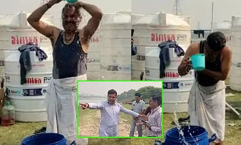 பா.ஜ.க. எம்.பி. சவால்... யமுனை ஆற்றில் குளித்து காண்பித்த டெல்லி அதிகாரி