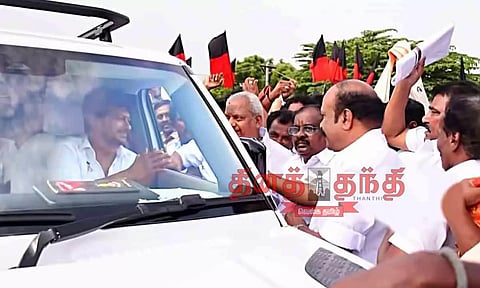 உதயநிதி ஸ்டாலின் எம்.எல்.ஏ.வுக்கு உற்சாக வரவேற்பு