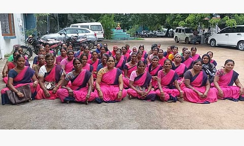 தியாகதுருகத்தில் அங்கன்வாடி பணியாளர்கள் போராட்டம்