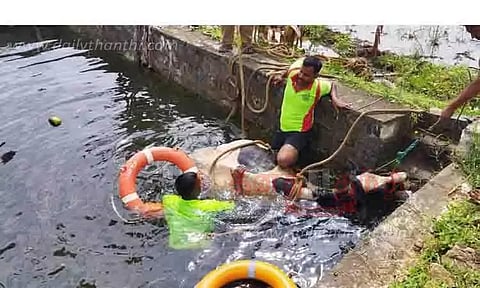 50 அடி ஆழ கிணற்றில் தவறி விழுந்த பசுமாடு உயிருடன் மீட்பு