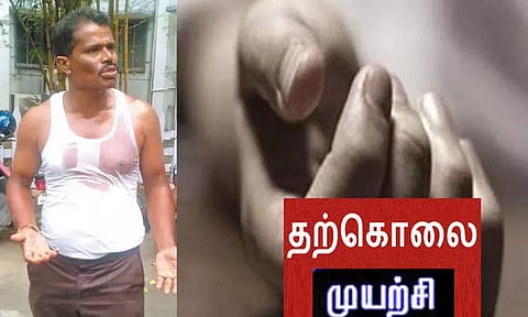 திருவள்ளூர் கலெக்டர் அலுவலகத்தில் உடலில் மண்எண்ணெய் ஊற்றி விவசாயி தற்கொலை முயற்சி