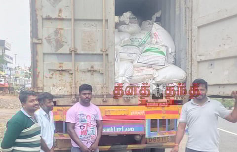கன்டெய்னர் லாரியில் கடத்தப்பட்ட 7 டன் ரேஷன் அரிசி பறிமுதல்