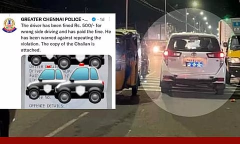 போக்குவரத்து விதிமீறலில் ஈடுபட்ட ஏடிஜிபியின் வாகனத்திற்கு ரூ.500 அபராதம்