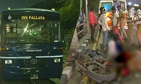 இந்திய கடற்படைக்கு சொந்தமான பேருந்து மோதி விபத்து: இருசக்கர வாகனத்தில் சென்ற கர்ப்பிணி உயிரிழப்பு