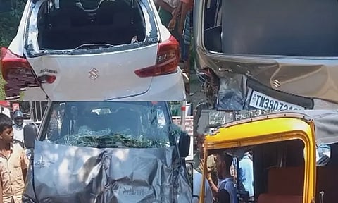 ஈரோடு: சோதனை சாவடி அருகே 5 வாகனங்கள் அடுத்தடுத்து மோதல் - 15 பேர் காயம்