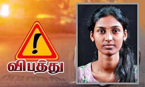 லாரி சக்கரத்தில் சிக்கி பெண் என்ஜினீயர் சாவு - தம்பி கண் முன்னே பலியான சோகம்