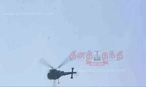 மாயமான மீனவரை ஹெலிகாப்டர் மூலம் தேடும் பணி