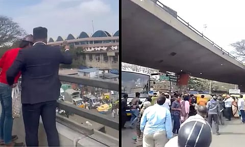 பணத்தை மேம்பாலத்தில் இருந்து வாரி வாரி இறைத்த வள்ளல்: கீழே விழுந்த ரூபாய் நோட்டுகளை அள்ளி எடுக்க முட்டி மோதிய மக்கள்...!