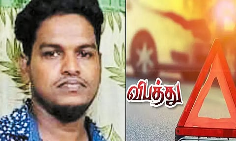 நாவலூர் அருகே லாரி சக்கரத்தில் சிக்கி வாலிபர் பலி