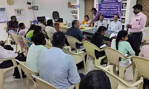 மருதையாறு வடிநில கோட்ட பகுதியில் மேற்கொள்ளப்படும் பணிகள் குறித்த ஆய்வு கூட்டம்