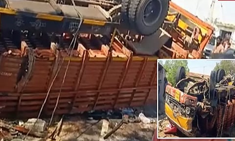 திருப்பூர்: வேன் மீது லாரி மோதி விபத்து - 3 பெண்கள் உள்பட 5 பேர் உயிரிழப்பு